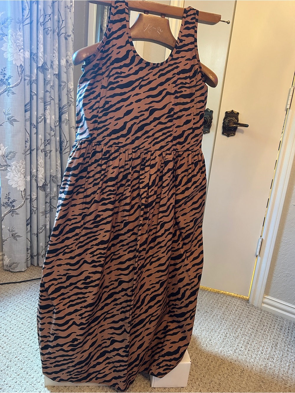 Everlane Brown and Black Zebra-Print Midi Dress